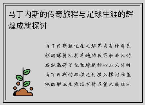 马丁内斯的传奇旅程与足球生涯的辉煌成就探讨